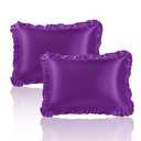 Satin Ruffled Pillowcases for Hair and Skin Similar to Silk Pillow Cases 2 Pack,Silky Pillow Cover with Envelope Closure,Gifts for Women (20x30 Inches,Purple)