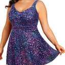 Tempt Me Women's Plus Size Swim Dress - One Piece Swimsuits Tummy Control Bathing Suit Swimwear 2025, Size: 22W