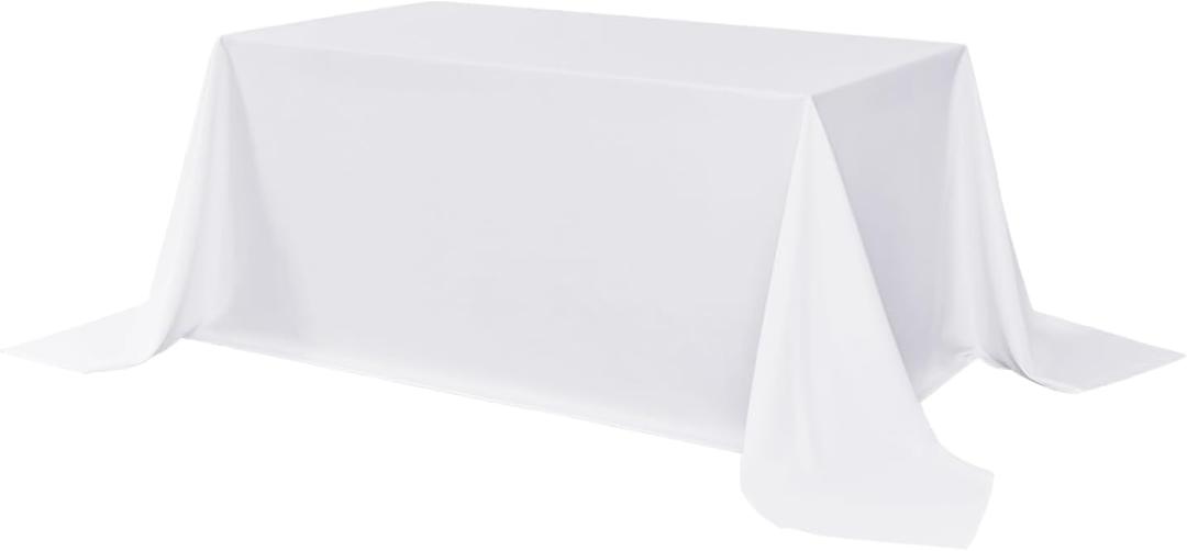 sancua Rectangle Tablecloth - 90 x 156 Inch - Water Resistant Spill Proof Washable Polyester Table Cloth, Decorative Fabric Table Cover for Dining Tables, Buffet Parties and Camping, White