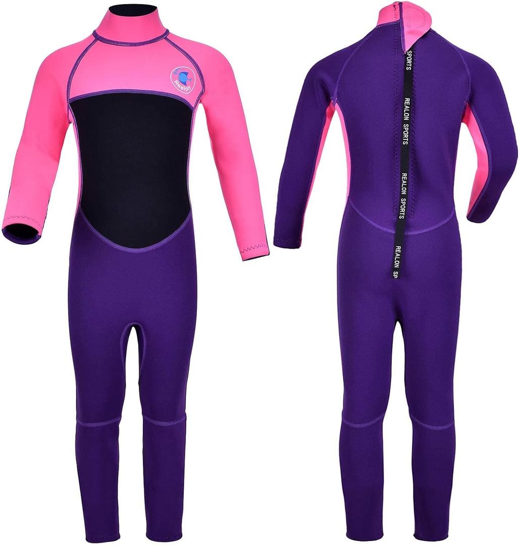 Kids Wetsuit for Girls Boys Toddler and Youth 3mm Neoprene Child Full Wet Suits Warm in Cold Water Thermal Swimsuit Back Zip for Swimming Diving Jet Skiing Surfing (X-Small, 2mm Blue Shorty Suit)