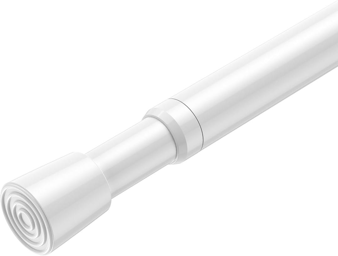 AIZESI Spring Tension Curtain Rod 32 to 58 inch Adjustable Curtain Rods No Drilling Expandable Spring Loaded Curtain Rod for Windows Doors, White