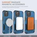 iPhone 13 case/iPhone 14 case[Compatible with MagSafe][with 2*9H Tempered Glass Screen Protector], Built in Invisible Stand, Not fadingShockproof Protective Phone Cover 6.1-inch(Blue)