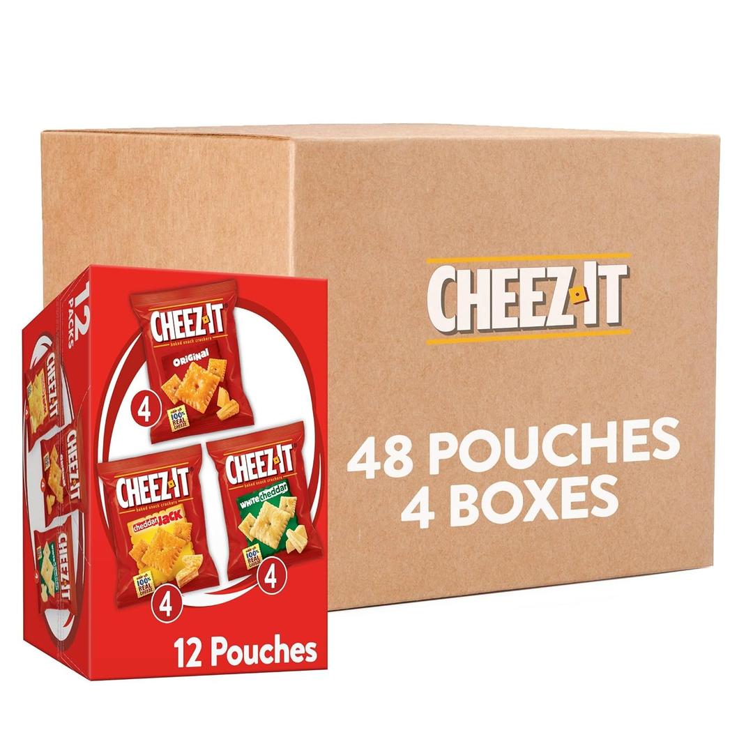 Cheez-It, Baked Snack Cheese Crackers, Variety Pack, Original, White Cheddar, Cheddar Jack, 12.1oz (4 Count) (EXP 11/22/26)