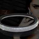 Diamond Leather Steering Wheel Cover with Bling Bling Crystal Rhinestones,Large-Size of 15 1/2 inches-16 inches Black