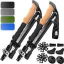 Premium Foldable Hiking Poles by USA Brand - Adjustable, Lightweight Trekking Poles Made of Aircraft Aluminum, Metal Locks Cork EVA Grips (100-120 cm for Height: 5'9" and smaller)