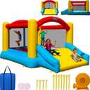 Sportspower My 1st Jump N Play Inflatable Bounce House with Large Slide & Anchors, Ages 3-8, Heavy Duty, ASTM Certified, on Included Blower