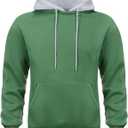 Wielsscca Mens Hoodies Pullover Color Block Fleece Long Sleeve Sweatshirt Tops with Pocket (S)
