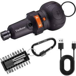 4V Electric Screwdriver, 400 RPM, 3-Stage Adjustable Speed & Torque, Cordless Rechargeable Battery, USB-C Cable and 22pcs Bit Set, 5" Small Compact Size, LED Light