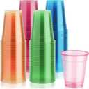 Lilymicky 100 Pack 12 oz Plastic Cups, Neon Glowing Plastic Party Cups, Assorted Neon Colors for Parties, Carnivals, and Any Events