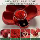Preserved Red Rose with Heart Necklace, Eternal Real Rose, Romantic Rose Gifts for Women, Mom, Wife, Girlfriend, Mothers Day, Valentines Day, Anniversary, Birthday(Red)