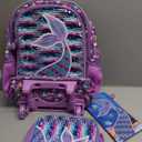 AGSDON 3PCS Rolling Backpack for Girls Boys, Kids Roller Wheels Bookbag, Wheeled School Bag with Lunch Bag
