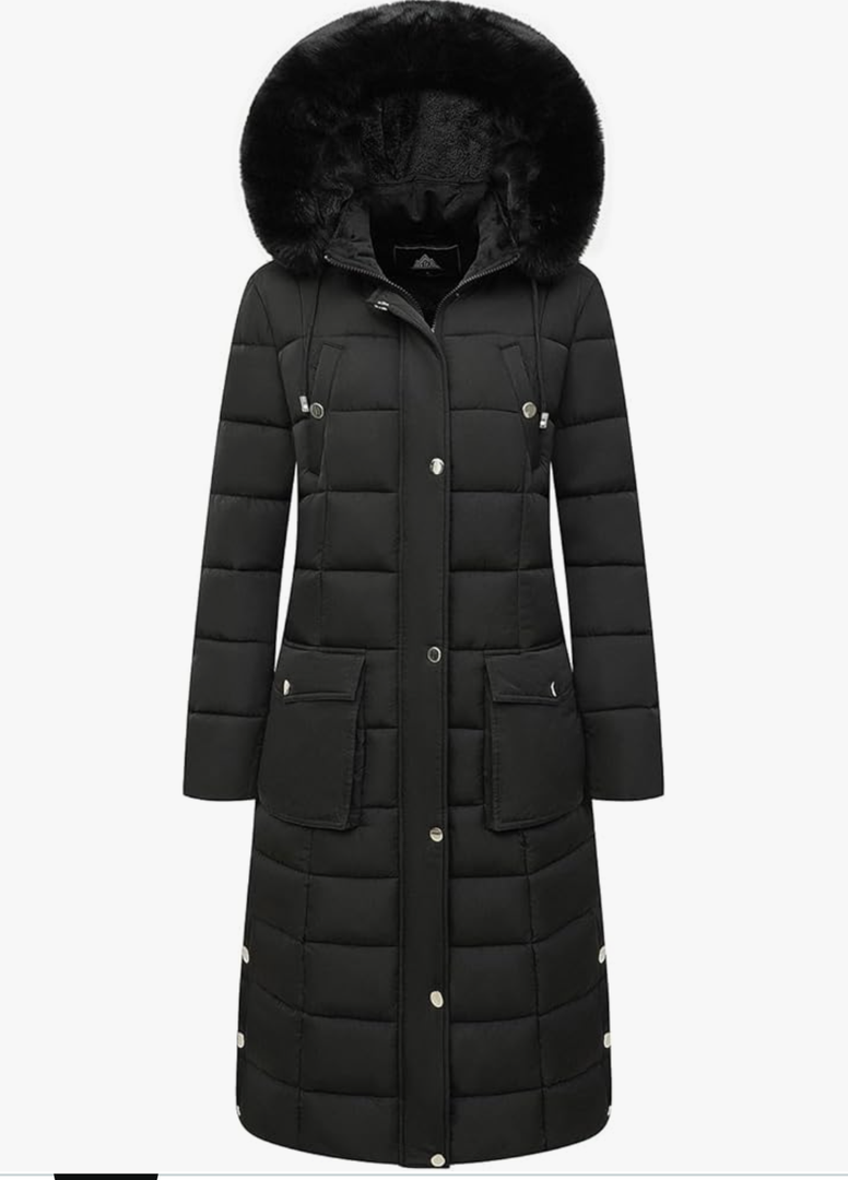 MOERDENG Women's Waterproof Long Winter Coat Thickened Down Alternative Jacket Warm Puffer Jacket Parka, Size M