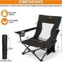 Joyfair Beach Camping Chair (2 Pack), Outdoor Folding Lawn Chair for Adults, Heavy Duty Portable Chair with Armrest for Outside Fishing, Sport, Patio, Cup Holder & Storage Pocket, Carry Bag (Black), 27 inches x 23 inches x 26 inches