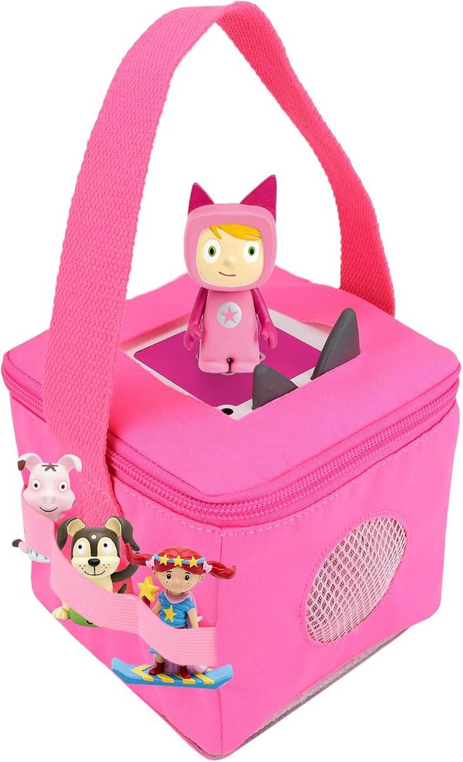 Annmore Carrying Case for Toniebox and Tonie Figures, Portable Bag for Tonie Characters Storage and Transport, Hot Pink