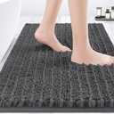 ACCUMTEK Upgrade Luxury Grey Bathroom Rug Mat Gray 32"x20", Ultra Soft Thick Absorbent Bath Mats, Non Slip Chenille Toilet Mat for Bathroom, Bedroom, Kitchen, Shower, Tub, Charcoal