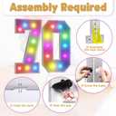 Marquee Numbers Colorful 70th Birthday Decoration: 4FT Large Light Up 70 Year Old Birthday Decorations Anniversary Backdrop Cardboard Sign 18 Colors Number 70 Mosaic Balloon Frame