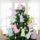 Halloscume 12 Pcs Extra Large Easter Tree Decorations 9.8 Inch Colorful Bunny Tree Picks Ornaments Pastel Easter Bunny Toppers Waterproof Polka Dot Plaid Rabbit Picks for Home Spring Party Decor