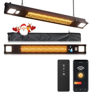 Wall-Mounted Electric Heater Hanging Patio with Light Ceiling Outdoor, 1500W Infrared 9 Heat Levels, 24H Timers, 1s Heating Carbon Fiber Tube Wall Heater for Backyard, Garage Wall-Mounted Electric Heater Hanging Patio with Light Ceiling Outdoor, 1500W Infrared 9 Heat Levels, 24H Timers, 1s Heating Carbon Fiber Tube Wall Heater for Backyard, Garage