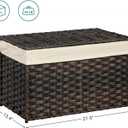 SONGMICS Storage Basket with Lid, Woven Blanket Storage Bin with Handles, Foldable, Removable Liner, Metal Frame, for Bedroom, Laundry Room, 17.2 Gallons (65 L), Brown URST56BR