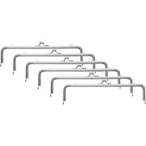 uxcell 6 Pcs Metal Purse Frame, 20cm/7.9" Retro Arch Kiss Lock Clasp Frame Embossed for Purse Making, Handled Bag, Coin Bag Clutch Bag, Frame Hardware Replacements (Silver)