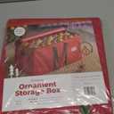 Large 128 Christmas Ornament Storage Box, Adjustable Compartment Dividers, Dual Zipper, Stackable Holiday Decorations Organizer with Lid, Xmas Durable Fabric Bin, Reinforced Handles Space-Saving (Red)