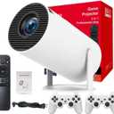 Portable Mini Game Video Projector, 30,000+ Preloaded Games, Android TV 11.0 Smart Projector, 360 ANSI, WiFi & Bluetooth, 1080P HD, Ideal for Home Theater, Gaming.