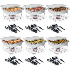 Sterno Disposable Half Size Chafing Dish Buffet Set with Fuel 6 Pack Kit for Parties, Catering & Holidays