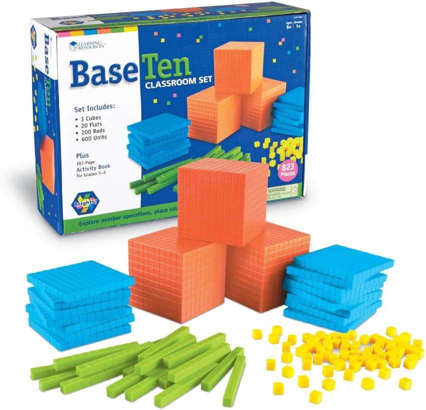 Learning Resources Brights Base Ten Classroom Set, 20-25 Students, 823 Piece Set, Ages 6+