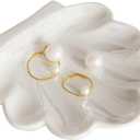 Shell Trinket Dish, Ceramic Ring Holder/Jewelry Tray, Cute Organizer Plate Vanity Decorations Accessories for Home Dcor Bathroom