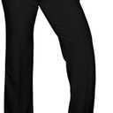 PINSV Women's High Waisted Stretchy Bootcut Pull On Dress Pants Casual Work Pants (3257 Black), Small