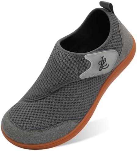 LeIsfIt Mens Wide Diabetic Shoes Adjustable Barefoot Walking Shoes Breathable Zero Drop Sneakers for Wide Width Arthritis Edema Feet, Size 44