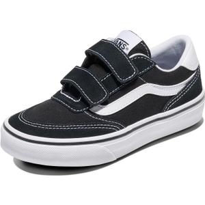 Vans Toddler Brooklyn LS V Shoe - Comfortable Walking Sneakers for Boys & Girls. Suede/Canvas Black/White. 6.5