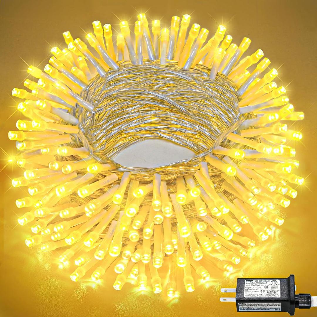 100FT 300 LED Christmas Lights Outdoor, Warm White Christmas String Lights Indoor Waterproof with 8 Modes, Connectable Plug in Twinkle Fairy Lights for Bedroom Patio Garden Xmas Tree Party Decorations