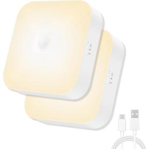 WhitePoplar Wireless Motion Ceiling Light - 500LM Battery Operated Closet & Shower Light, 3000K Warm, Indoor/Outdoor for Closet, Shower, Porch, Hallway, Garage 2Pack
