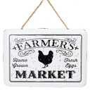 Farmlyn Creek Hanging Farmers Market Metal Sign - 10.6 x 5.9 in White Metal Farmhouse Decor - Farmers Market Wall Art
