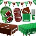 Football Party Decorations Kit for 24 Guests - 99Pcs Tableware with Dinner Plates, Dessert Plates, Cups, Napkins, Tablecloth & Banner, Supplies and Favors for Birthday, Tailgate, Game Day (Football)