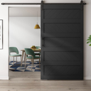 JUBEST 48" x 96" Barn Doors, Sliding Barn Door Kit Wave Shape Door Panel with Hardware Kit Include, MDF Board & PVC Covered, Easy Installation, Black