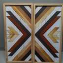 Aztec Wall Decor Set – Wooden Western Wall Art, Framed Boho Rustic Native American Hangings, Vintage Navajo Tribal Decorations for Country Living Room or Bedroom