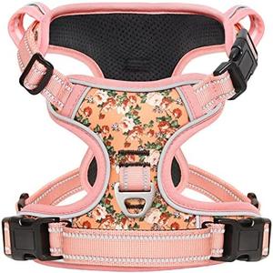 Timos Dog Harness, No-Pull Pet Harness with 2 Leash Clips, 3 Snap Buckles Adjustable Soft Padded Dog Vest, Reflective No-Choke Pet Oxford Vest with Easy Control Handle for Small Medium Large Dogs Medium