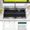Stainless Steel Kitchen Sink with Faucet: 30-Inch Drop In Single Bowl Farmhouse Workstation Sink - Noise Reducing Design & Accessories Included (Black, 3018)