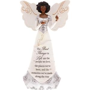 Pavilion Gift Company - The Best Things in Life - 8" Ebony African American Angel Figurine Religious God Jesus Christ Gift Home Decor Present