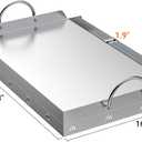 only fire Universal Stainless Steel Cooking Griddle, Flat Top Plate Insert with Grease Groove and Handles for Gas and Charcoal Grills, Tailgating, Camping and Parties, 23" x 16"