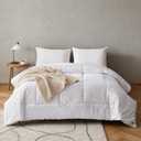 Simple&Opulence Down Alternative Comforter, Twin Size Duvet Insert with 100% Cotton Cover, Ultra-Soft Microfiber Quilted All Season Breathable Cooling Bed Comforter (Twin, White)