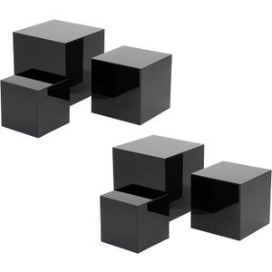 Red Co. Glossy Black Acrylic Cube Display Nesting Riser Stands with Hollow Bottoms - 6-Pack