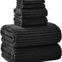 Extra Large Bath Towel Set of 6 (40"x80"),Oversized Bath Sheet Super Soft Highly Absorbent Microfibers Quick Dry Luxury Shower Towel for Bathroom Spa Gym Hotel Yoga (Black, 6Piece)