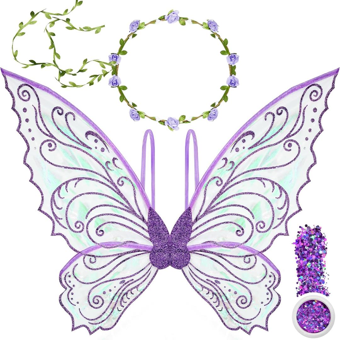 U-Goforst Fairy Wings Adult Women, Fairy Costume for Woman Butterfly Wings for Girls Adult Halloween Costume Cosplay Dress Up