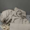 Shilucheng 100% French Linen Sheets - Queen Size Bed Sheets, Breathable & Cooling Pure Linen Sheets,Soft Durable and Tear Resistant -16 Inch Deep Pocket - 6Pcs (Linen, Queen)