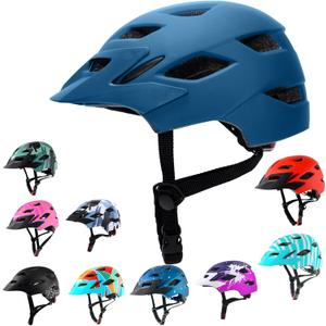 Kids Bike Helmet,Bavilk Kids Boys Girls Bike Helmets with LED Light Detachable Visor Children Youth Teen Multi-Sport for Skating Cycling Scooter Skateboard Adjustable & Lightweight 19.7"-22.4" (Matte Navy Blue)