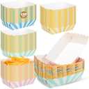 120 Pcs Pastel Paper Food Trays Striped Pastel Party Supplies Kraft Food Boats 4 Colors Disposable Paper Plates Hot Dog Fries Taco Popcorn Tray for Birthday Baby Shower Wedding (Candy Color) (Light Blue, Green, Pink, Yellow)