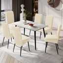 Genina Waterproof Dining Room Chair Covers Stretch Parsons Chair Slipcovers for Dining Room Kitchen Chair Protector Cover, Removable, Washable (6, Flower Pattern-Beige)